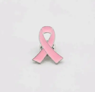 Pin de lazo rosa para concienciación metal - miniatura 1