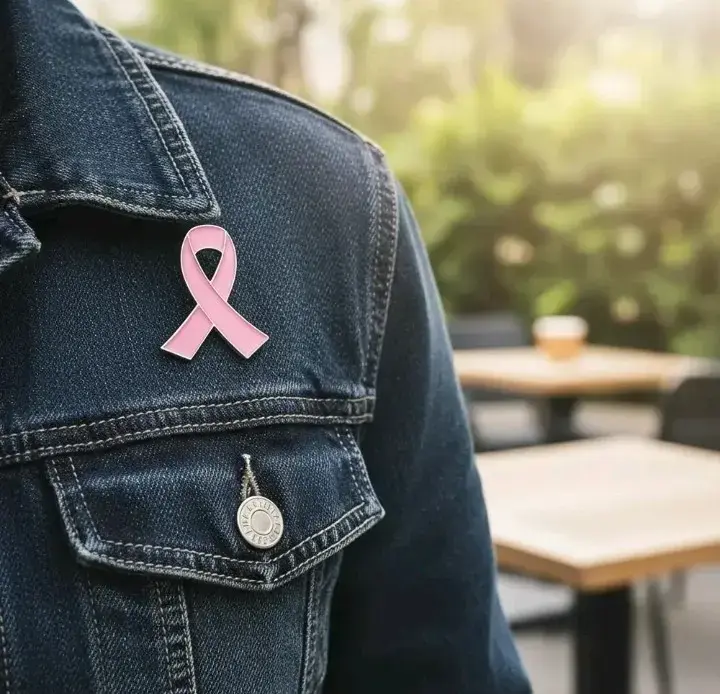 Pin de lazo rosa para concienciación metal - 2