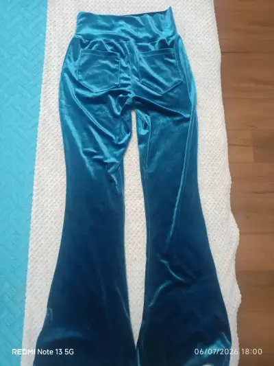 Pantalones acampanados de terciopelo azul - miniatura 1