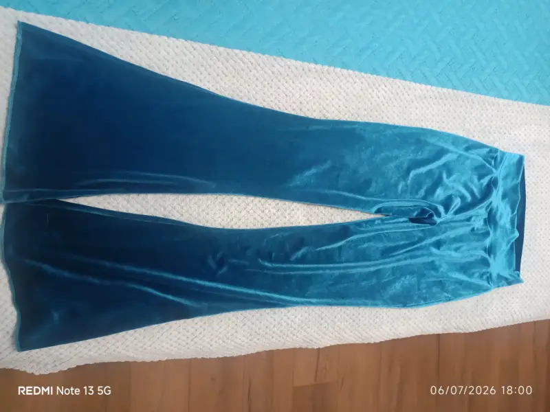 Pantalones acampanados de terciopelo azul - 5