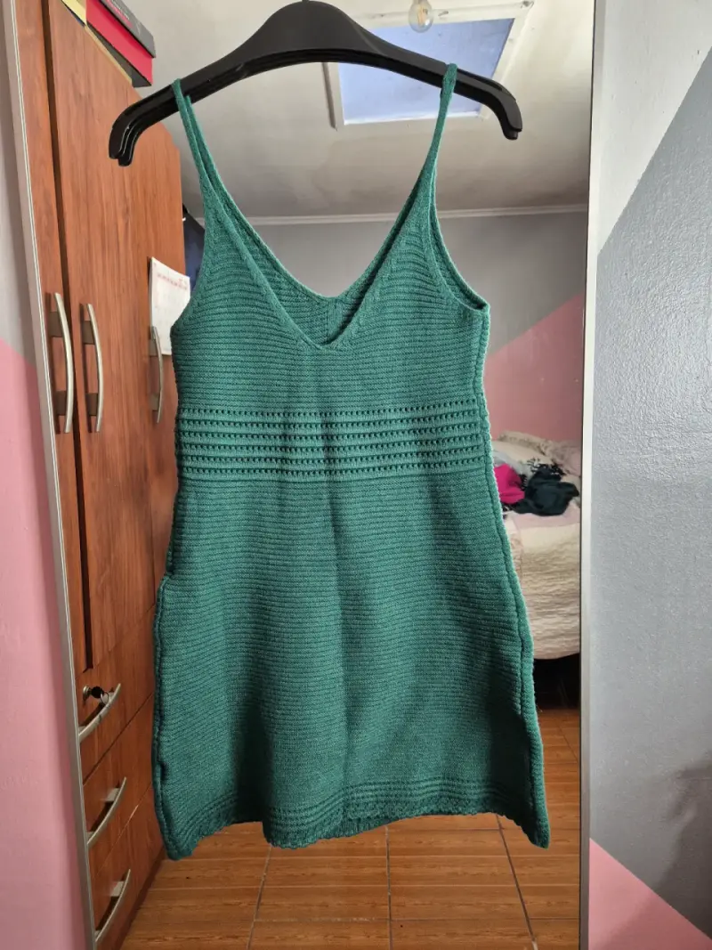 Vestido tejido verde con botones - 2