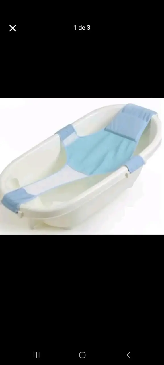 Hamaca de tela para bañera de bebe azul resistente - 3
