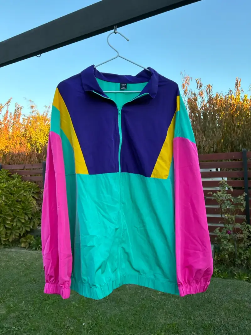 Chaqueta corta viento retro multicolor unisex