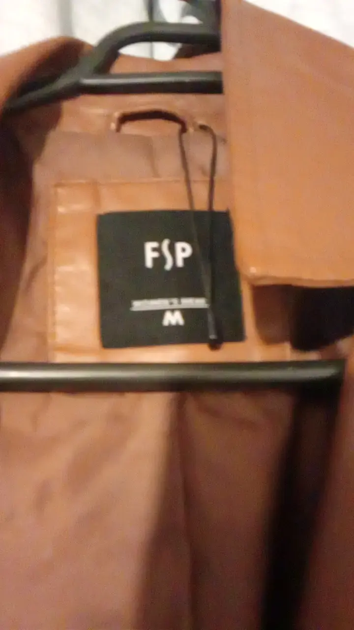 Chaqueta de cuero sintético marrón FSP - 2