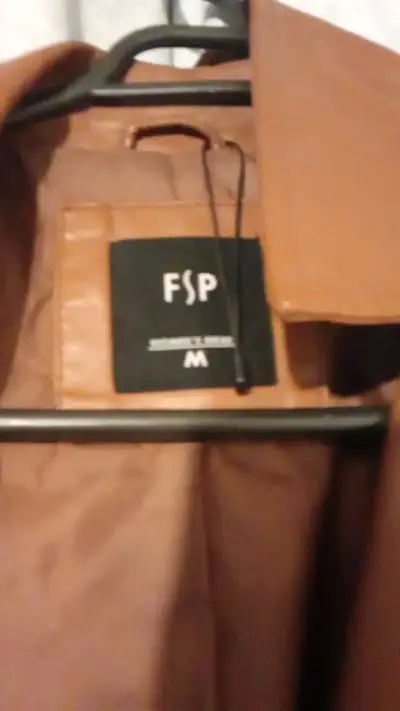 Chaqueta de cuero sintético marrón FSP - miniatura 2