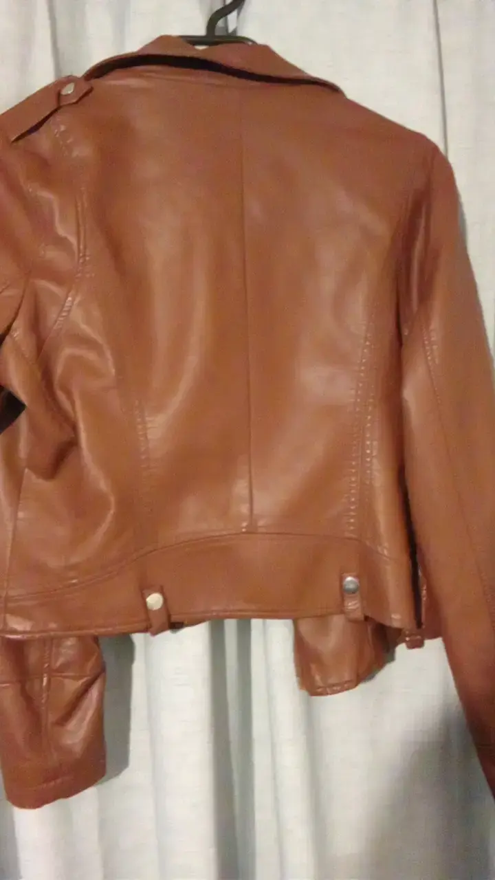 Chaqueta de cuero sintético marrón FSP - 3