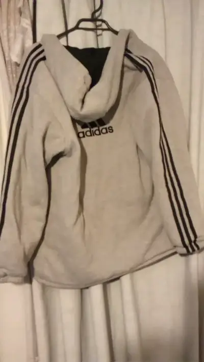 Polerón Adidas gris con capucha reversible parca - miniatura 2