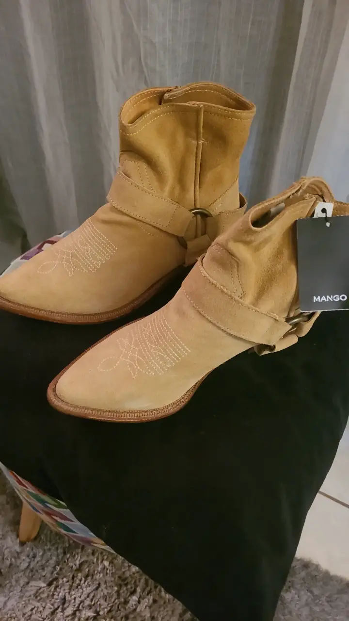 Botines de gamuza Mango color beige - 4