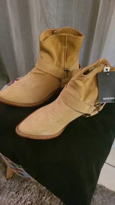 Botines de gamuza Mango color beige - miniatura 4
