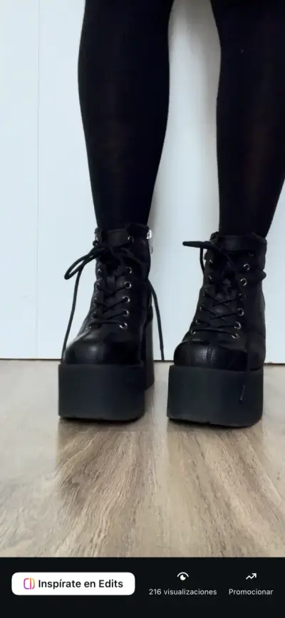 Botines de plataforma negros con cordones 38 - miniatura 2