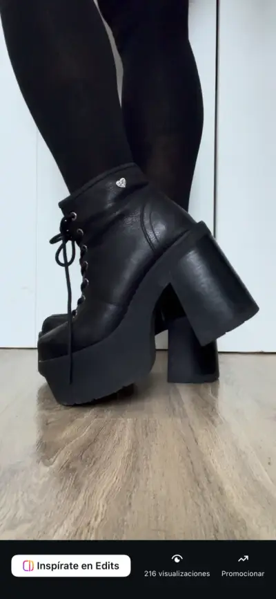 Botines de plataforma negros con cordones 38 - miniatura 3