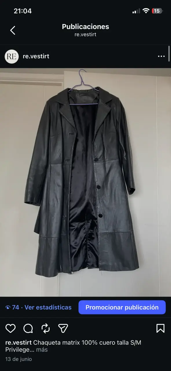 Chaqueta de cuero negra estilo Matrix