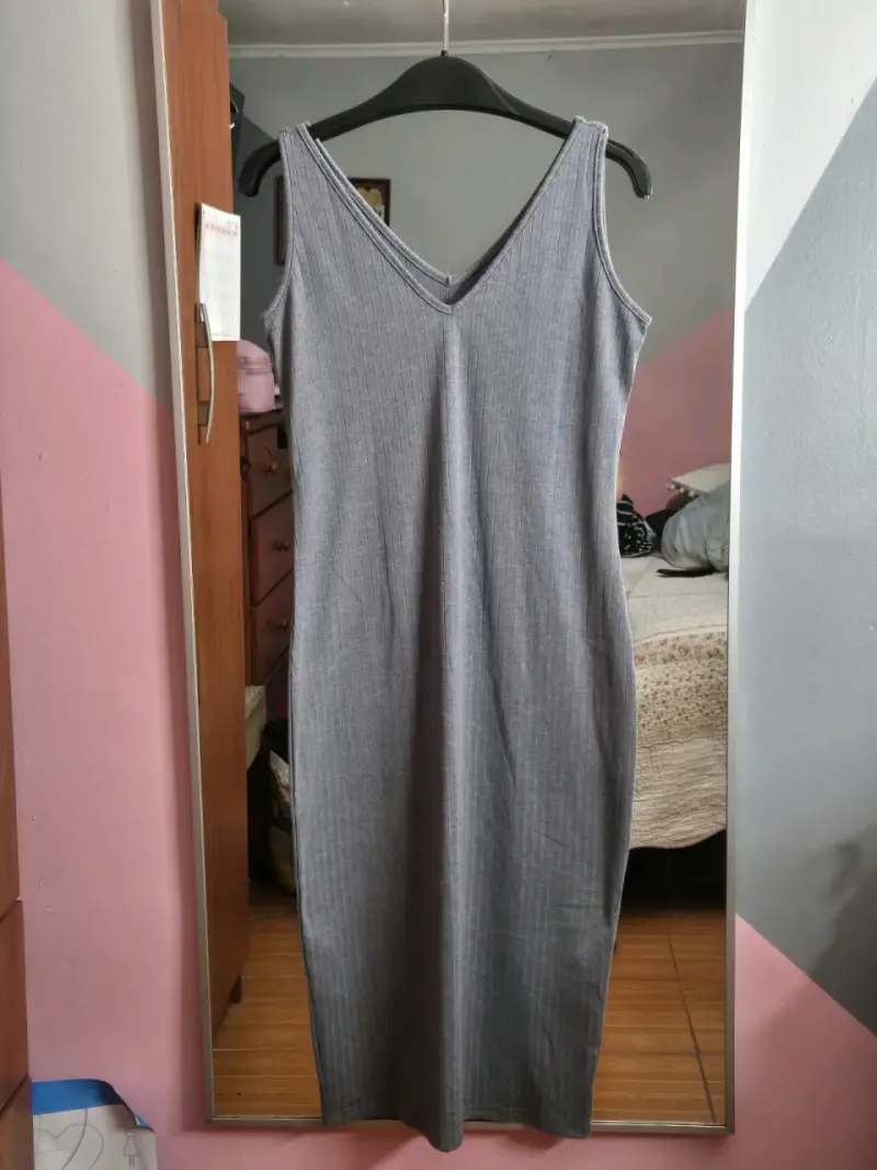 Vestido gris sin mangas de canalé - 3