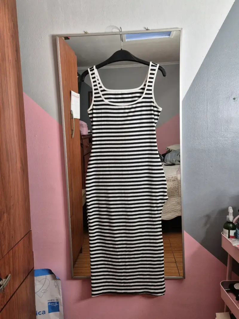 Vestido largo a rayas blanco y negro - 3