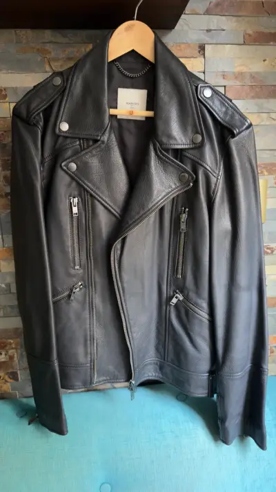 Chaqueta de cuero negra Mango biker - miniatura 1