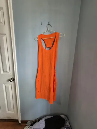 Vestido naranja sin mangas para mujer - miniatura 1