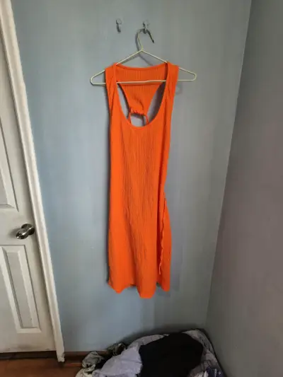 Vestido naranja sin mangas para mujer - miniatura 2