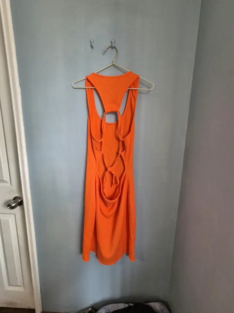 Vestido naranja sin mangas para mujer - 4