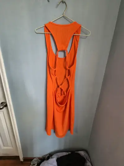 Vestido naranja sin mangas para mujer - miniatura 5