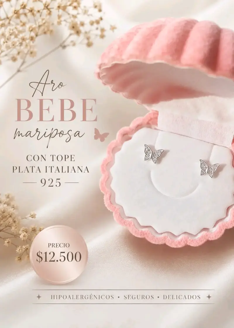 Aros de bebé con tope corazón en plata 925 - 2