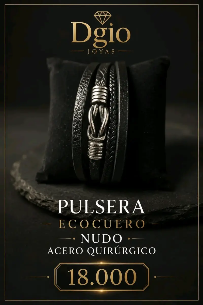 Pulsera de ecocuero con nudo de acero quirúrgico - 1