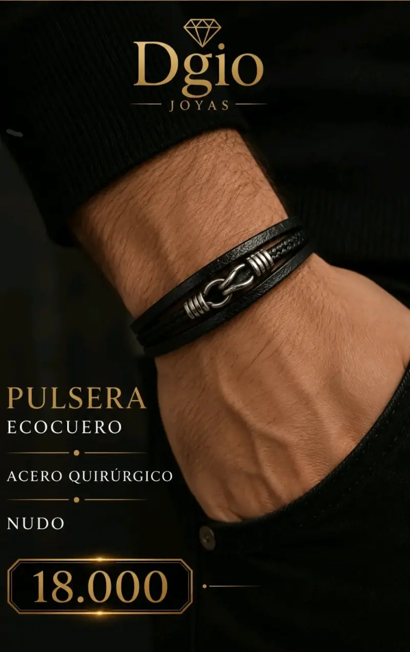 Pulsera de ecocuero con nudo de acero quirúrgico - 2
