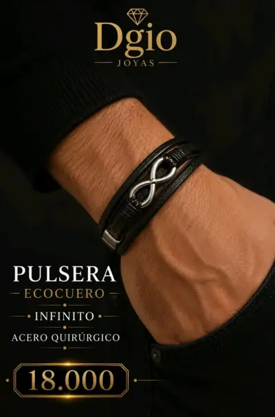 Pulsera de ecocuero con nudo de acero quirúrgico - miniatura 3