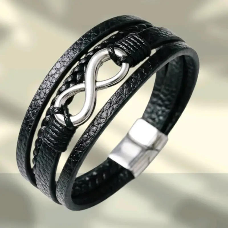 Pulsera de ecocuero con nudo de acero quirúrgico - 4