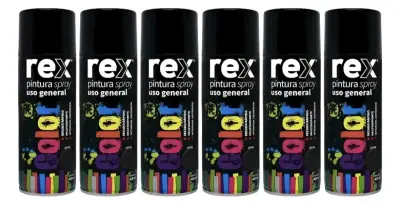 Pack de 6 pinturas spray Rex negro mate - miniatura 1