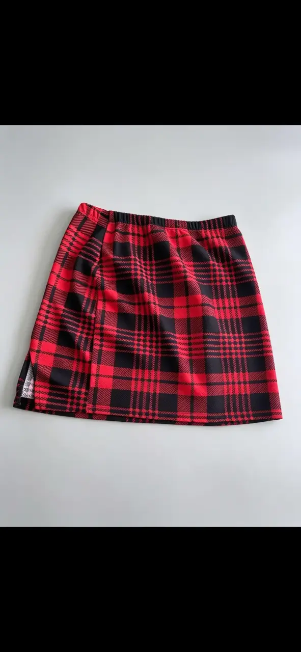 Falda corta a cuadros estilo escocés - 4