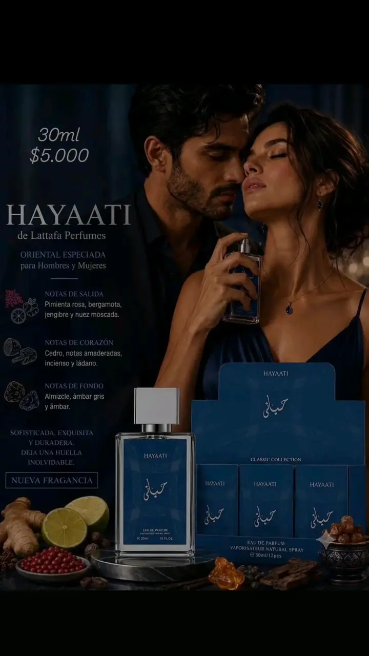 Perfume Hayaati de Lattafa 30ml unisex