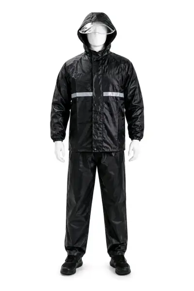 Traje para lluvia negro con capucha - miniatura 2