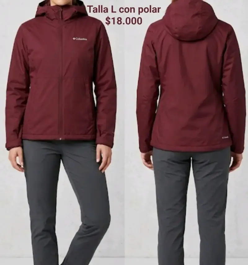 Chaqueta Columbia burdeo con polar talla L