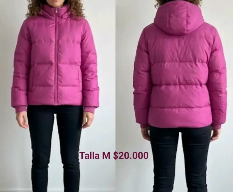 Chaqueta acolchada fucsia para mujer talla M - 1