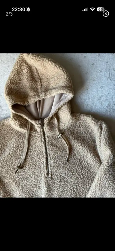 Polerón con capucha beige hombre unisex - miniatura 2