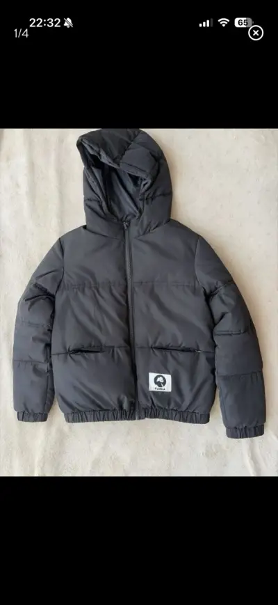 Chaqueta acolchada negra con capucha Panda - miniatura 1