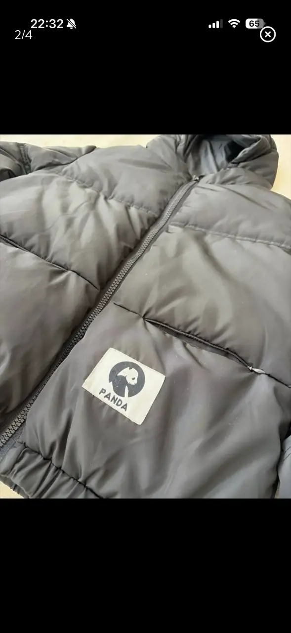 Chaqueta acolchada negra con capucha Panda - 2