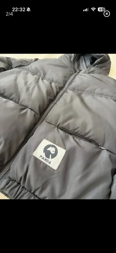 Chaqueta acolchada negra con capucha Panda - miniatura 2