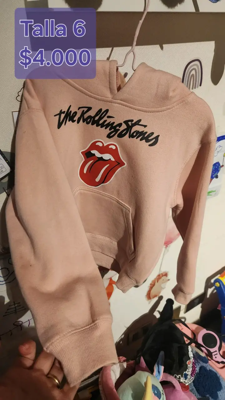 Polerón Rolling Stones rosado para niños - 1