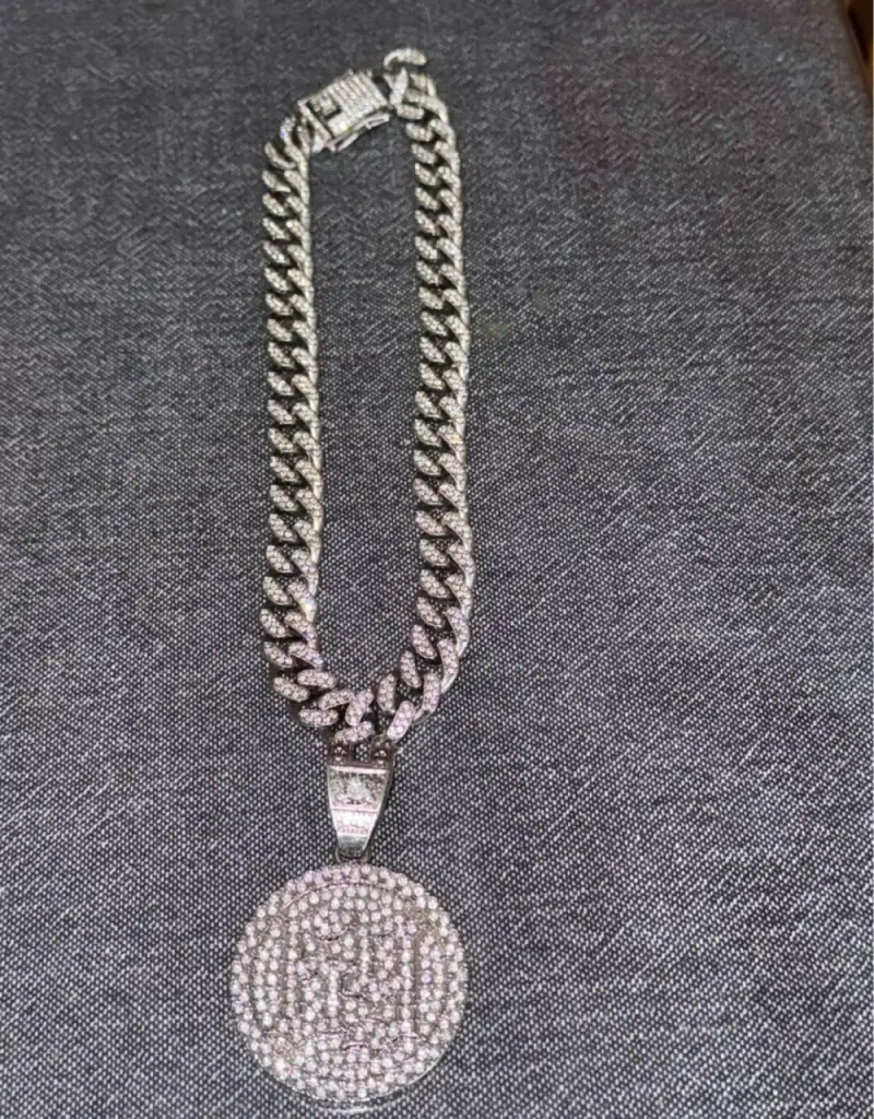 Collar de cadena gruesa con colgante brillante - 2