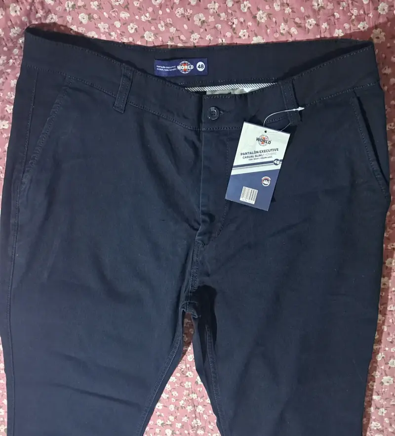 Pantalones semiformal azul marino talla 48 - 3