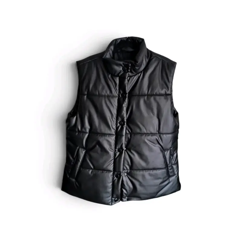 Chaleco acolchado negro sin mangas - 2