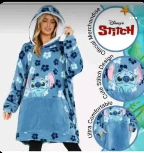 Polerón manta Disney Stitch azul con capucha