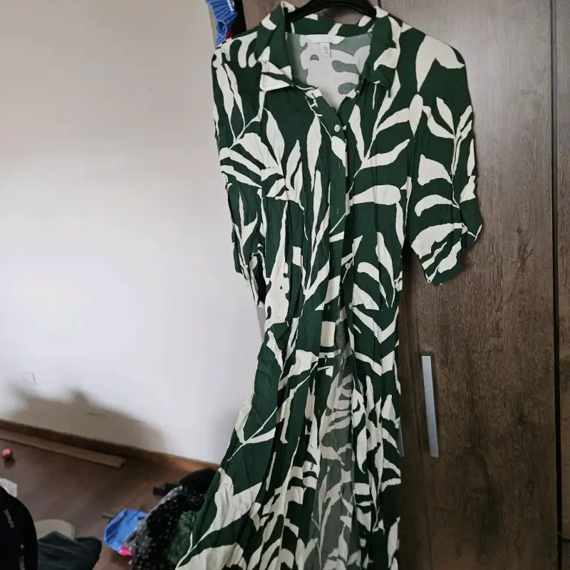 Vestido camisero verde H&M talla M - 2