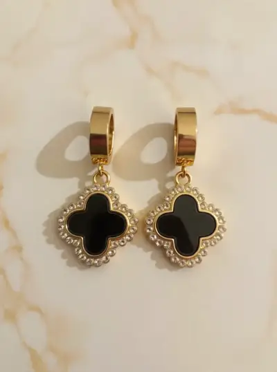 Aros c con diseño floral , corazón y hojas - miniatura 1
