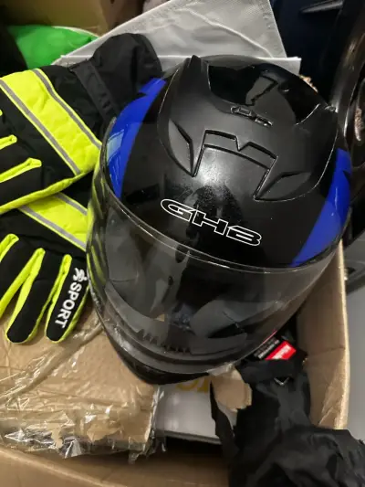 Casco de moto GH3 negro y azul - miniatura 1