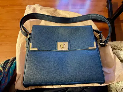 Cartera de cuero azul elegante - miniatura 1