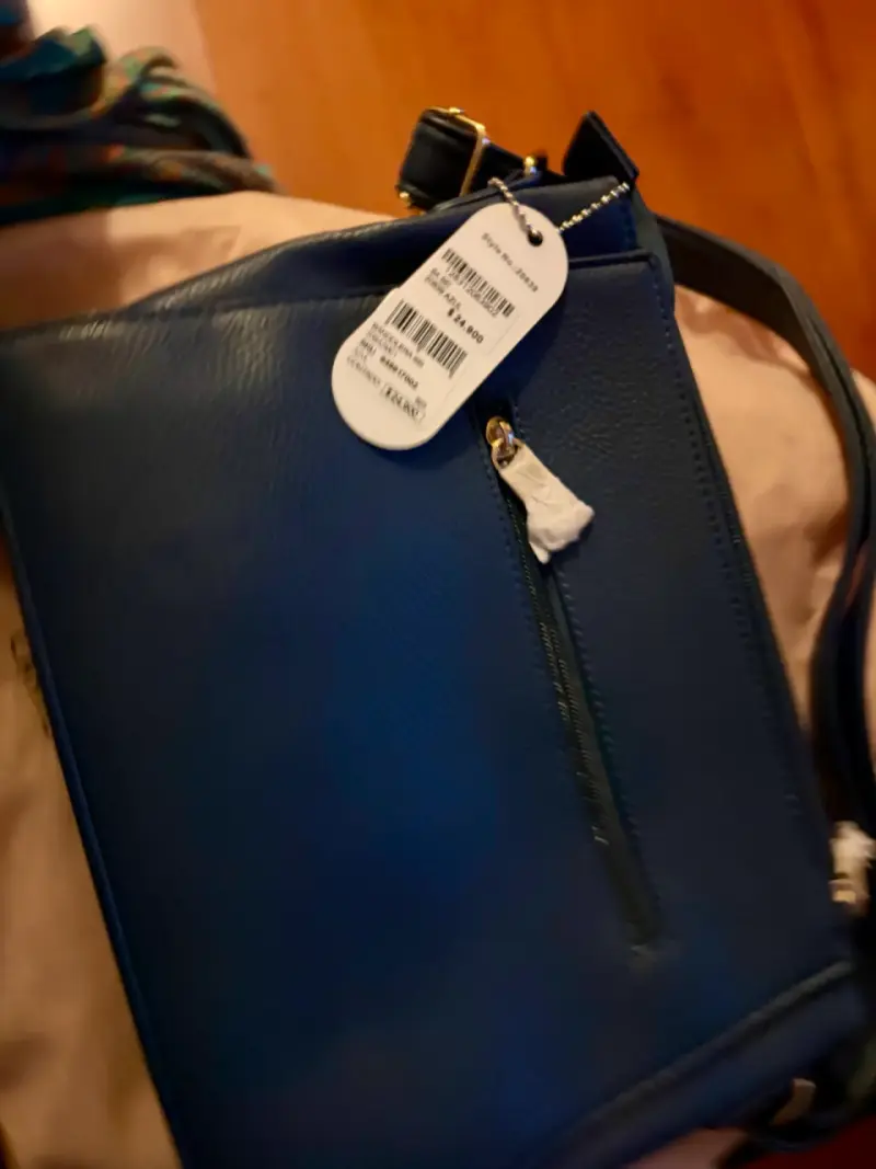 Cartera de cuero azul elegante - 4