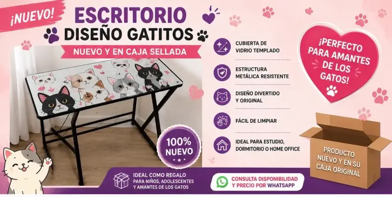 Escritorio diseño gatitos nuevo en caja - 1