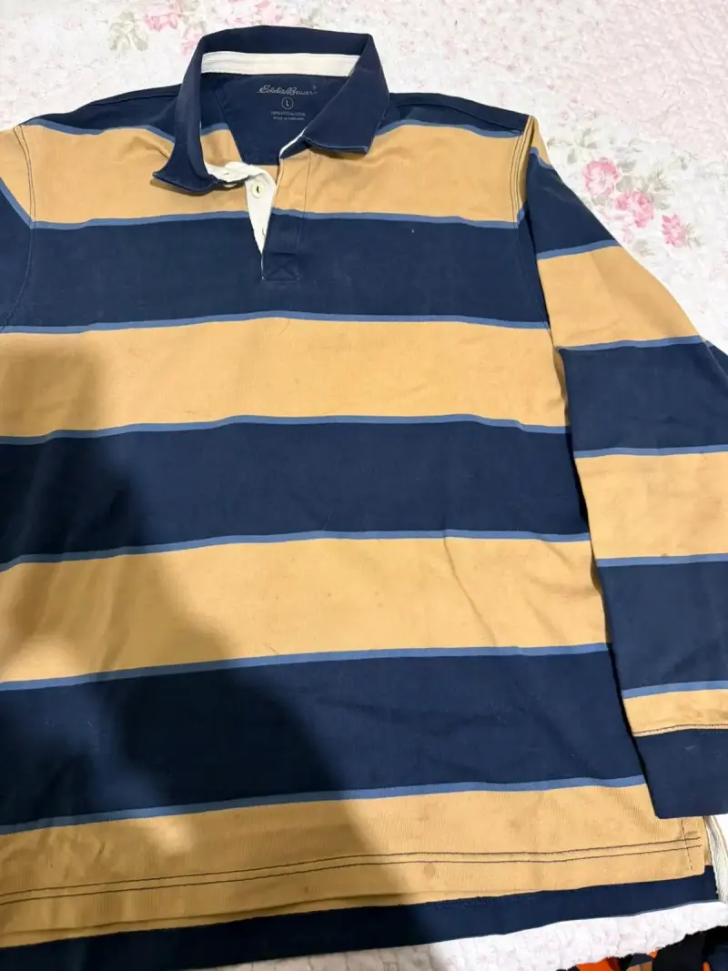Polera de rayas Eddie Bauer azul y beige - 1